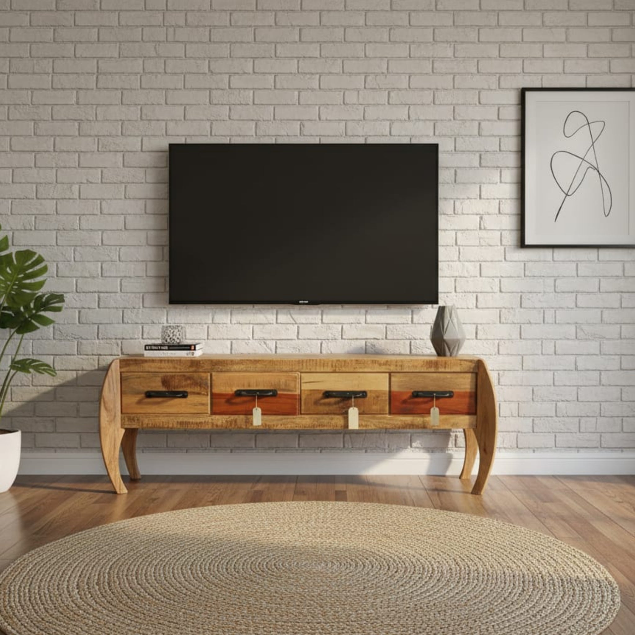 Retro-Modern Wooden TV Unit