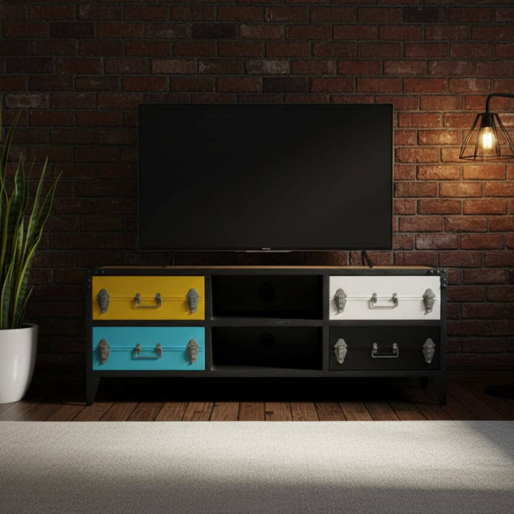 Vintage Industrial Suitcase TV Unit