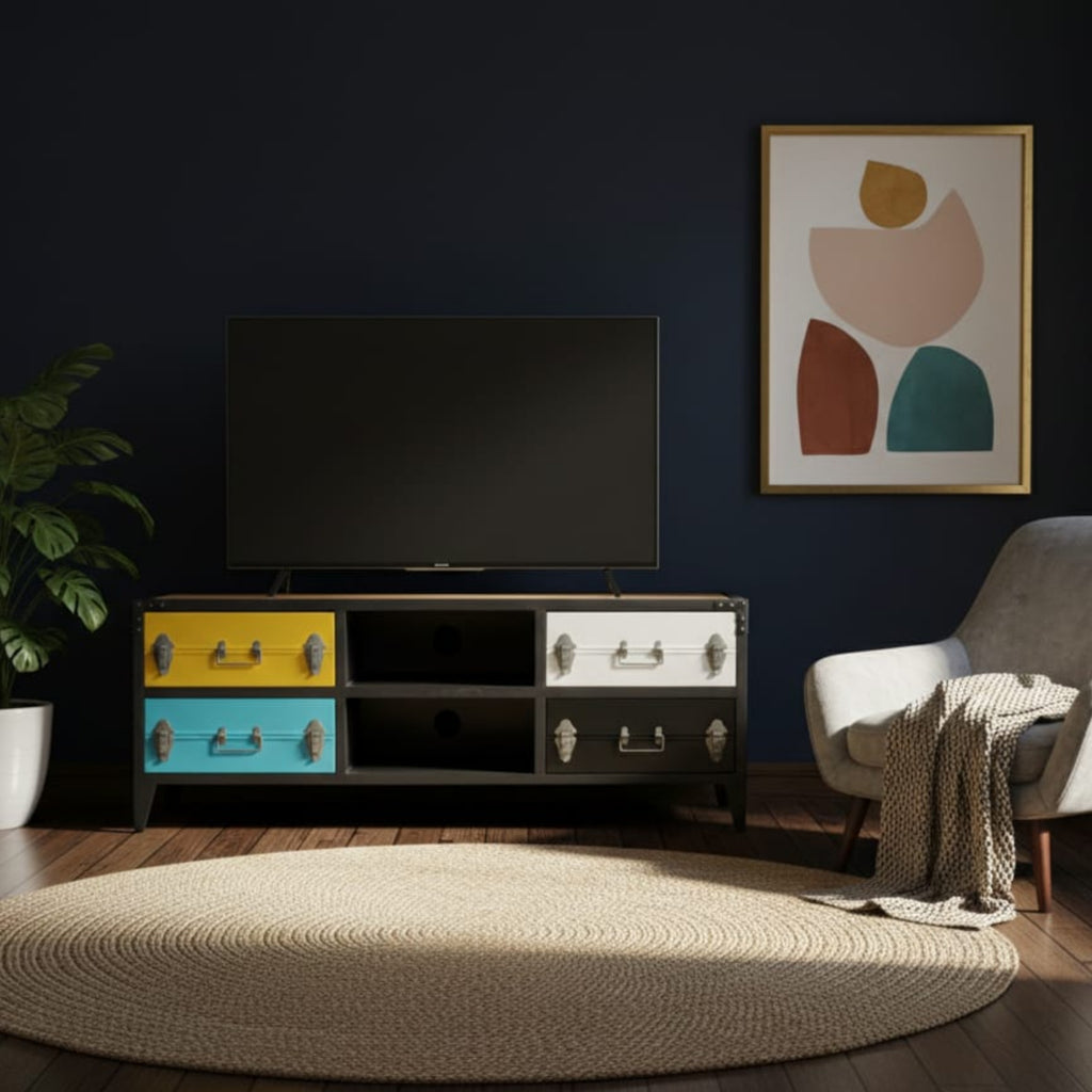 Vintage Industrial Suitcase TV Unit