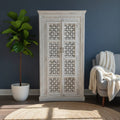 Hand-Carved White Solid Wood Wardrobe