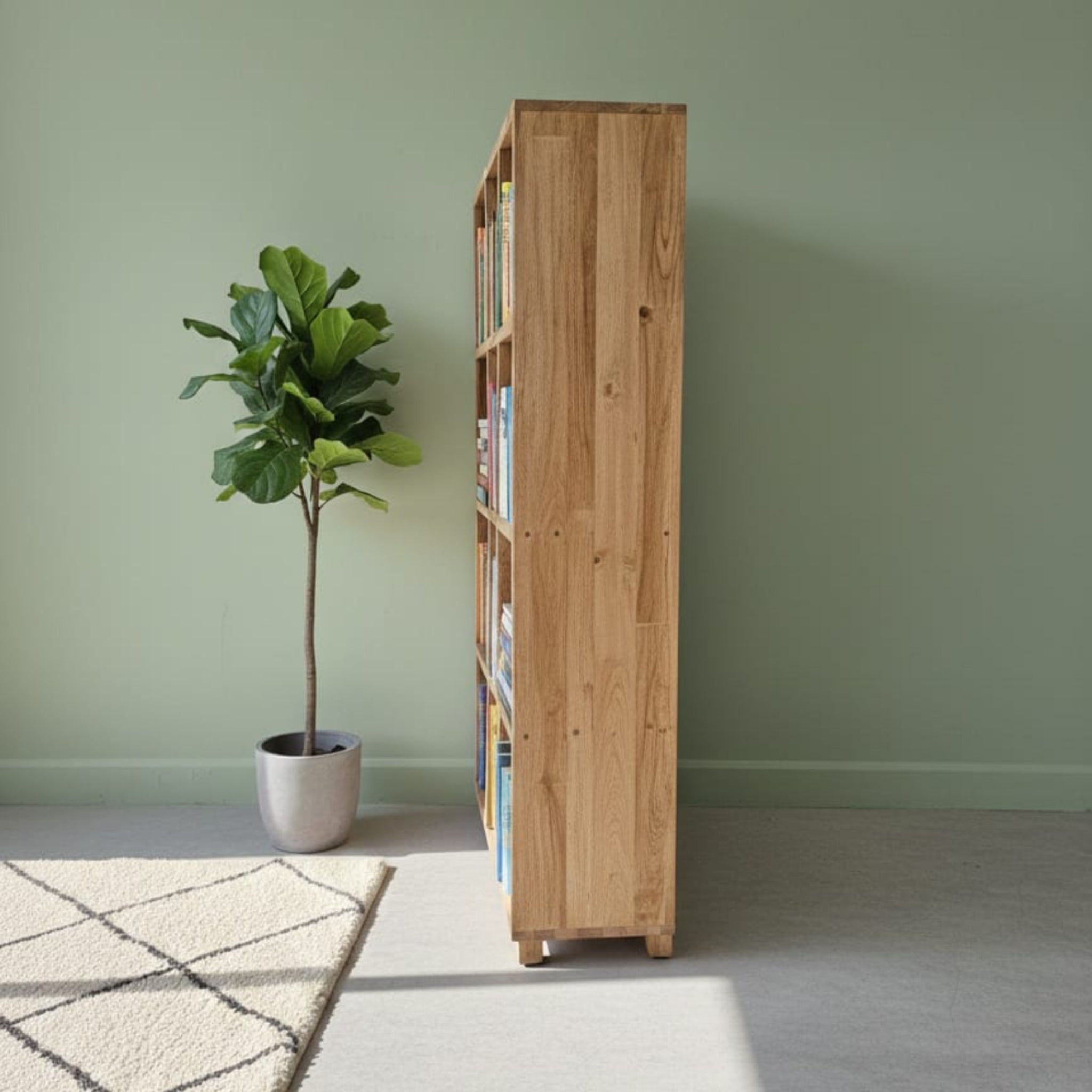 Abstract Geometric Mango Wood Bookshelf