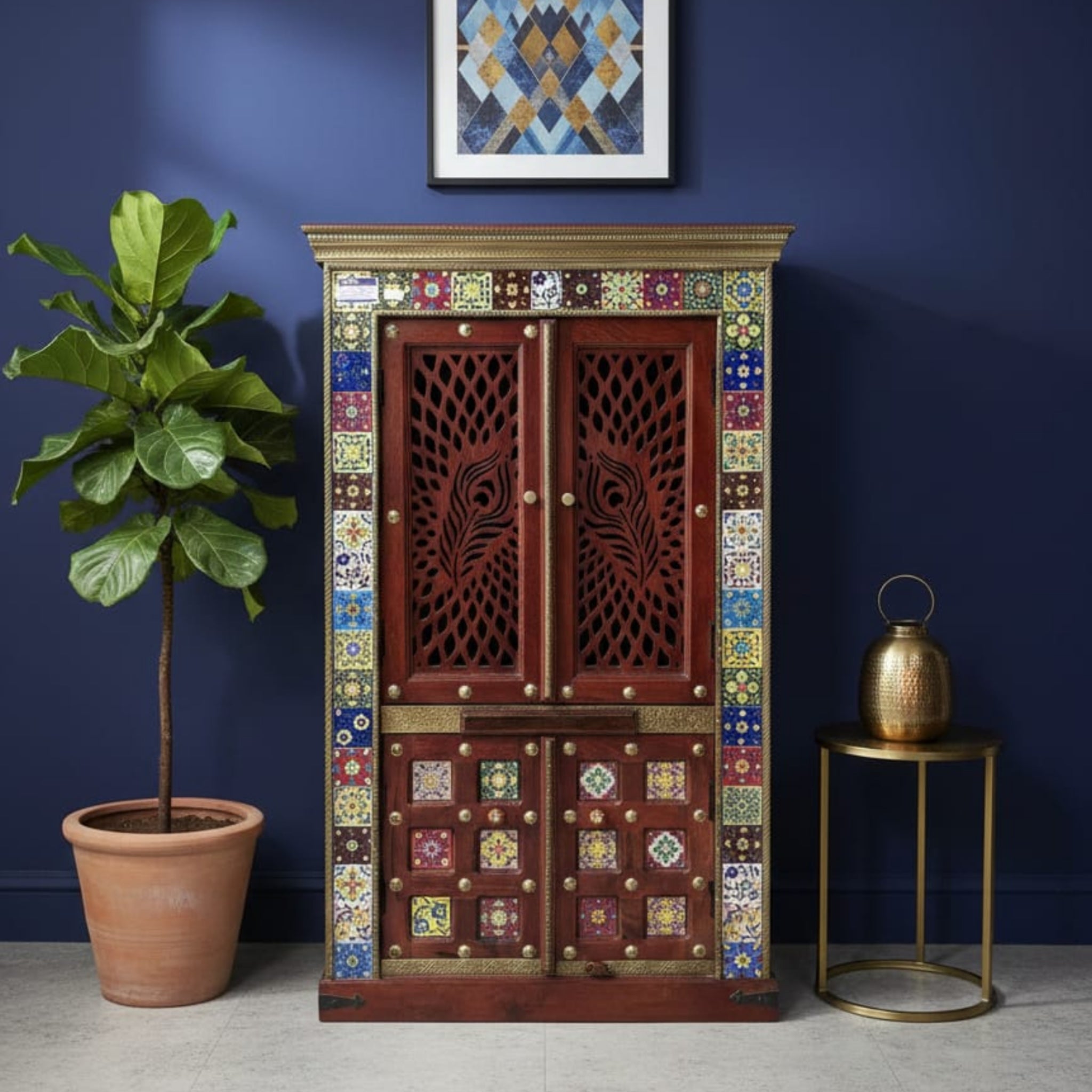 Handcraft Peacock Jali Wooden Temple