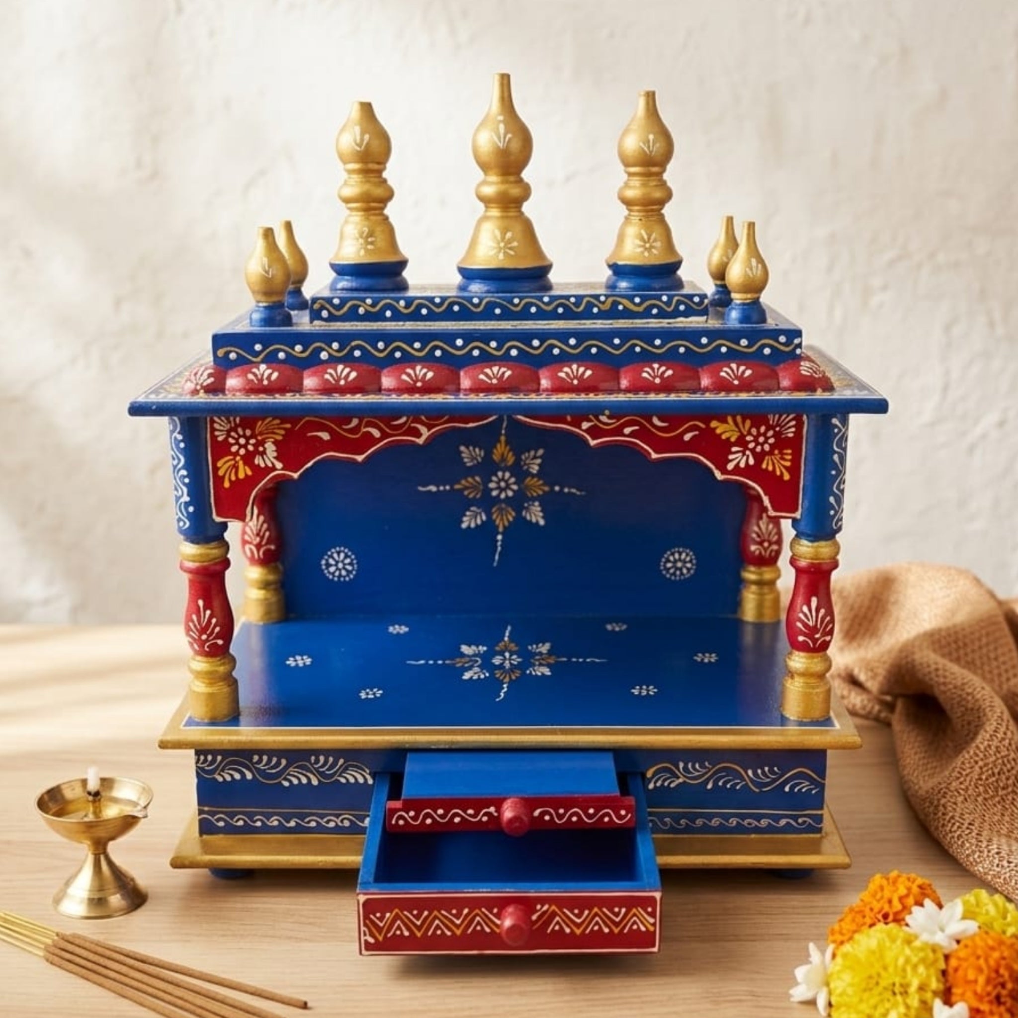 Hand-Painted Puja Mandir