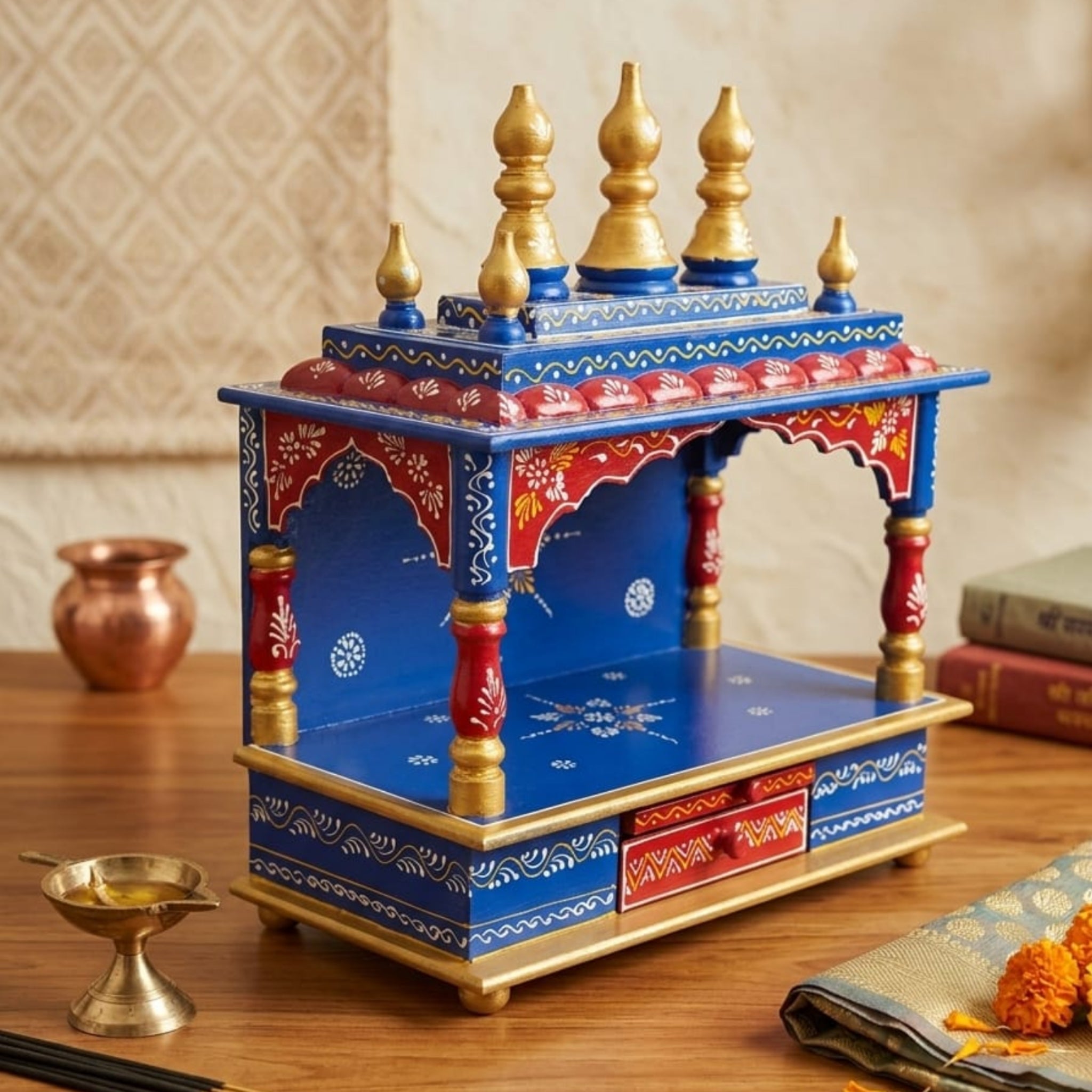 Hand-Painted Puja Mandir