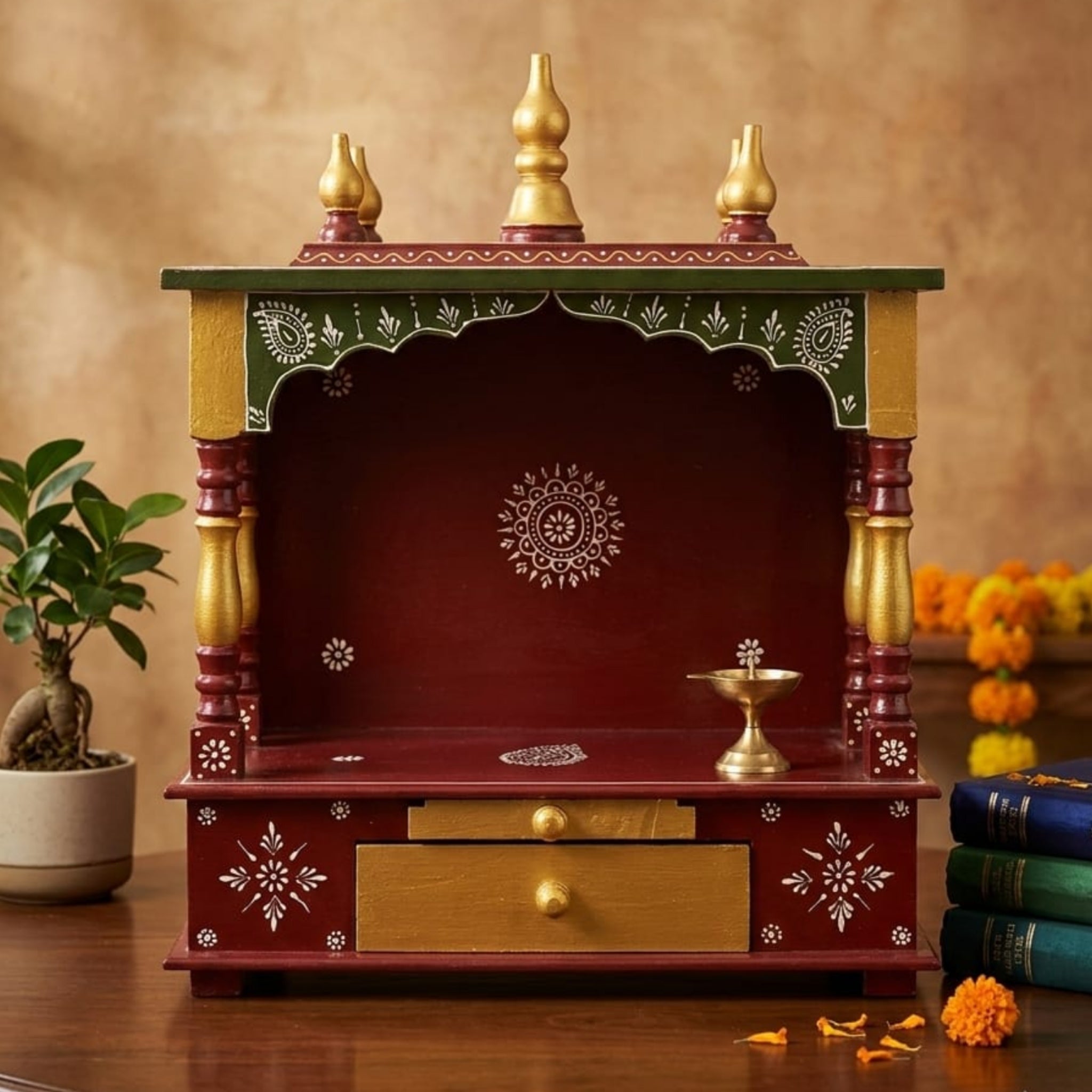 Hand-Painted Traditional Puja Mandir