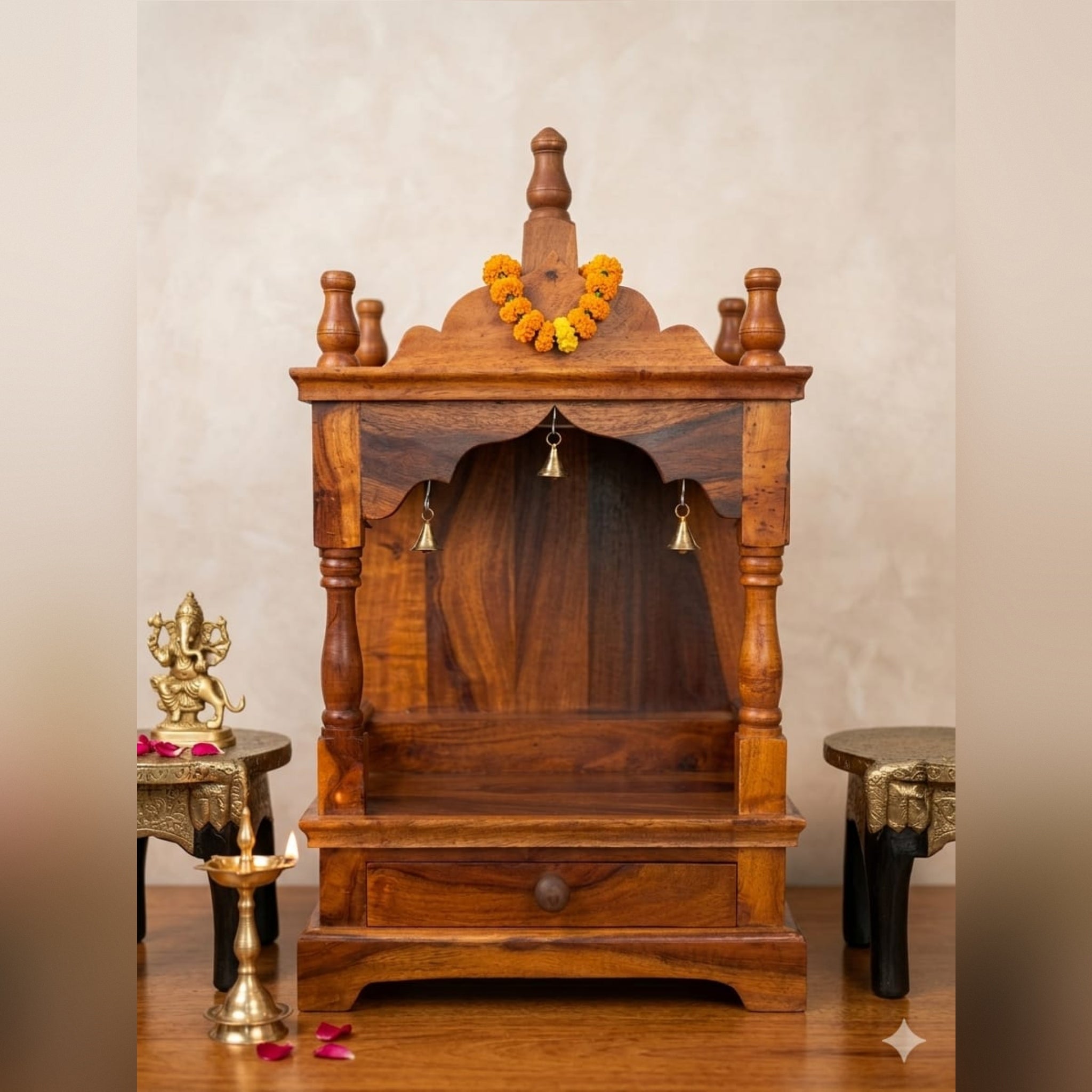 Handcrafted Wooden Puja Mandir