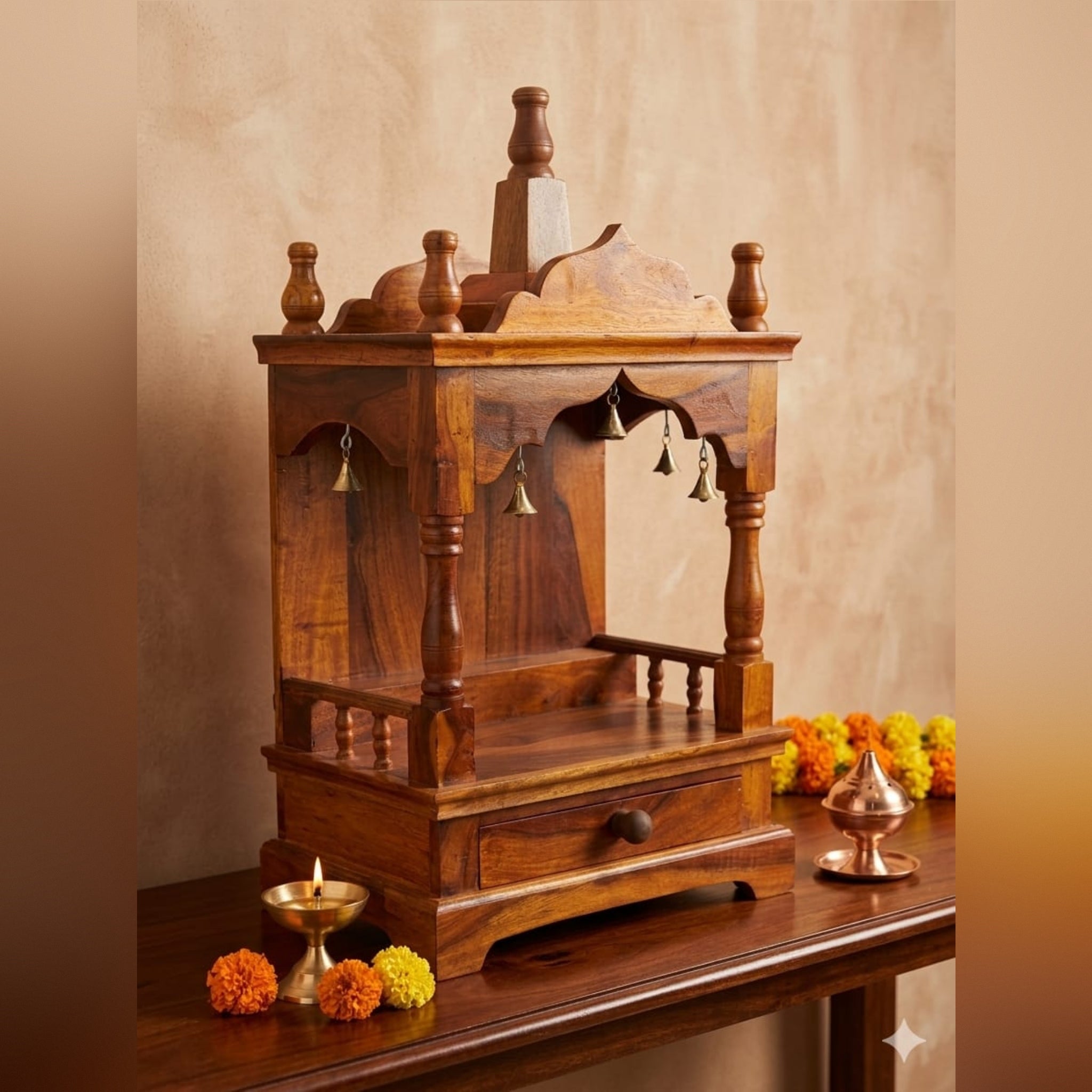 Handcrafted Wooden Puja Mandir