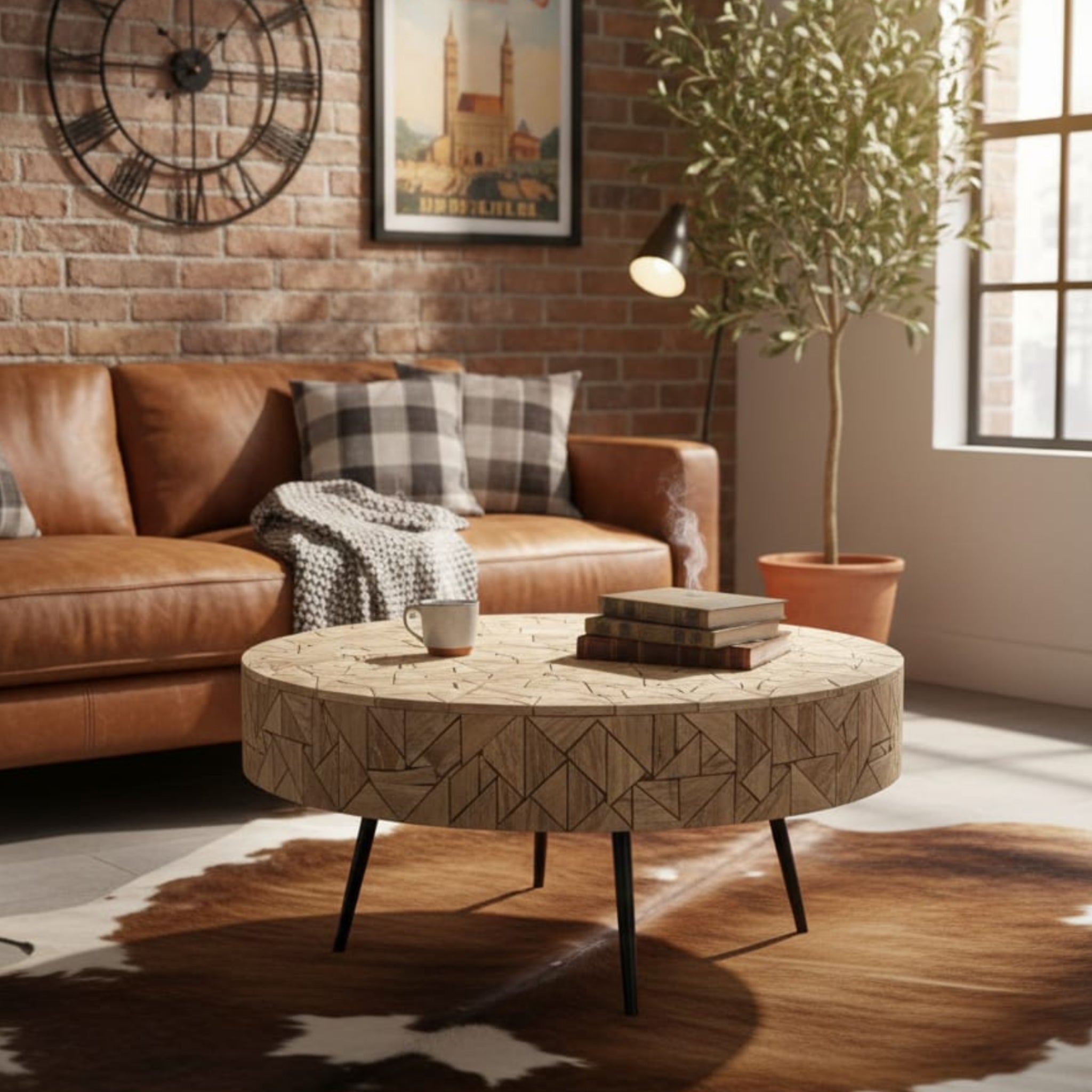 The Log-Stack Mosaic Square Coffee Table
