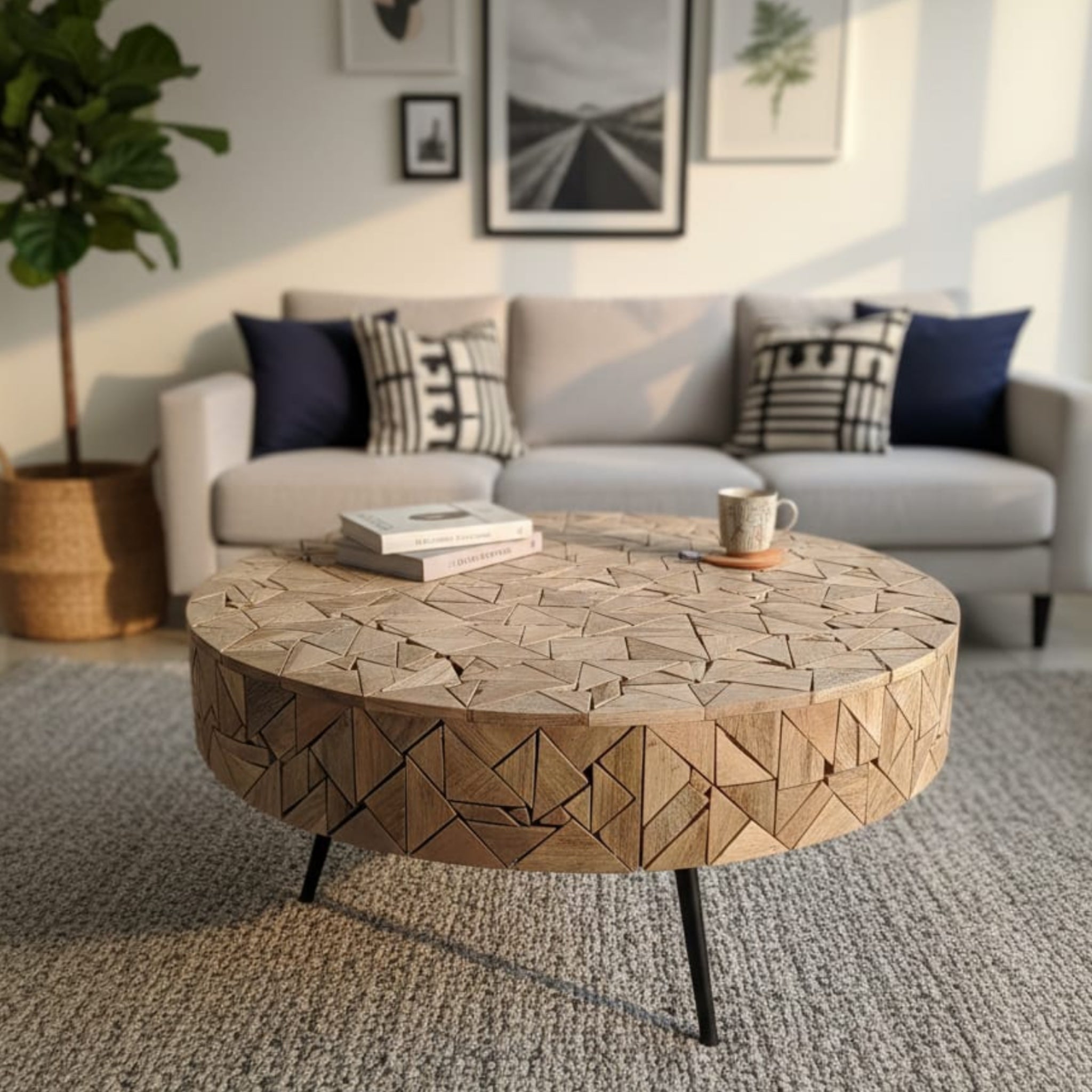 The Log-Stack Mosaic Square Coffee Table