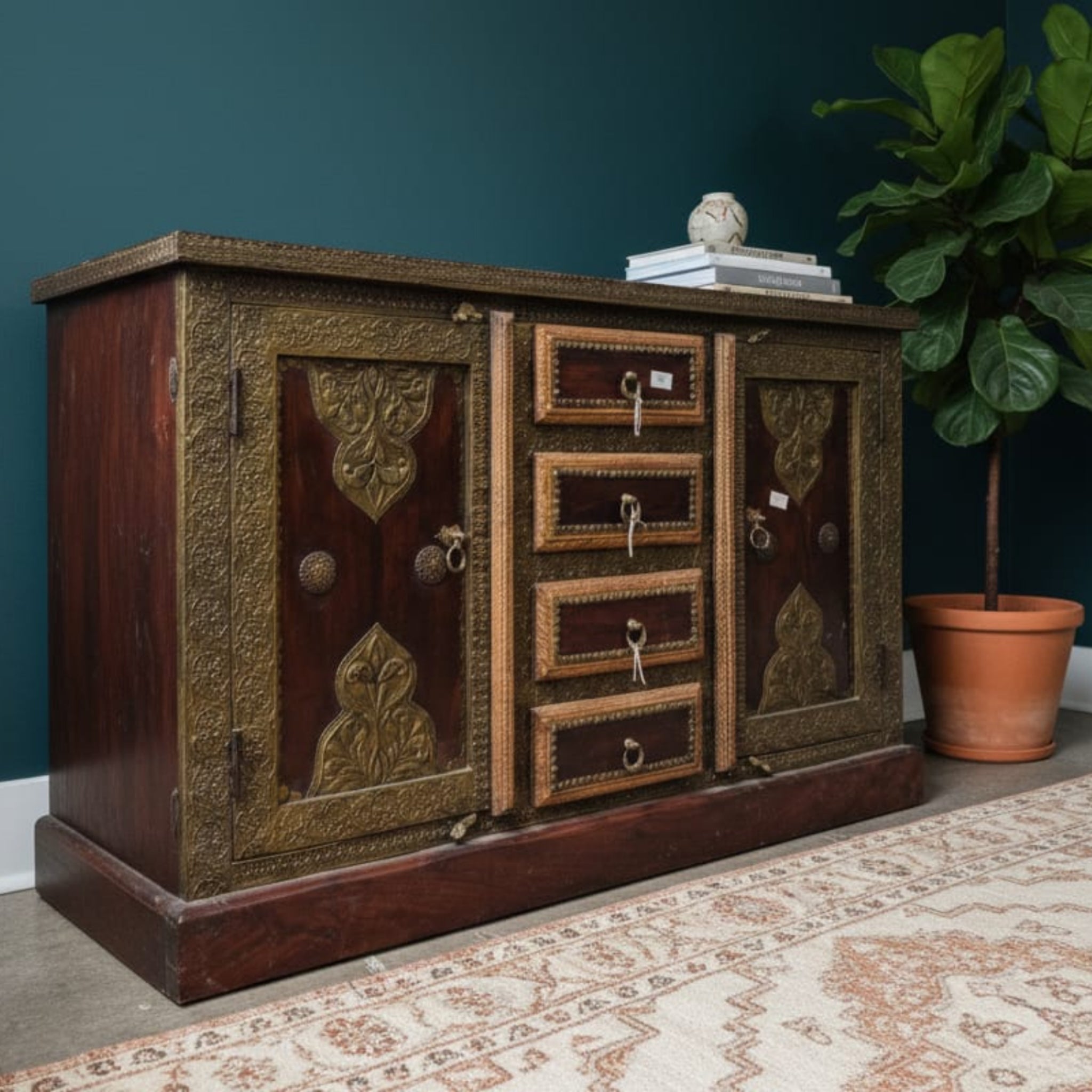 Handcrafted Brass Inlay Sideboard