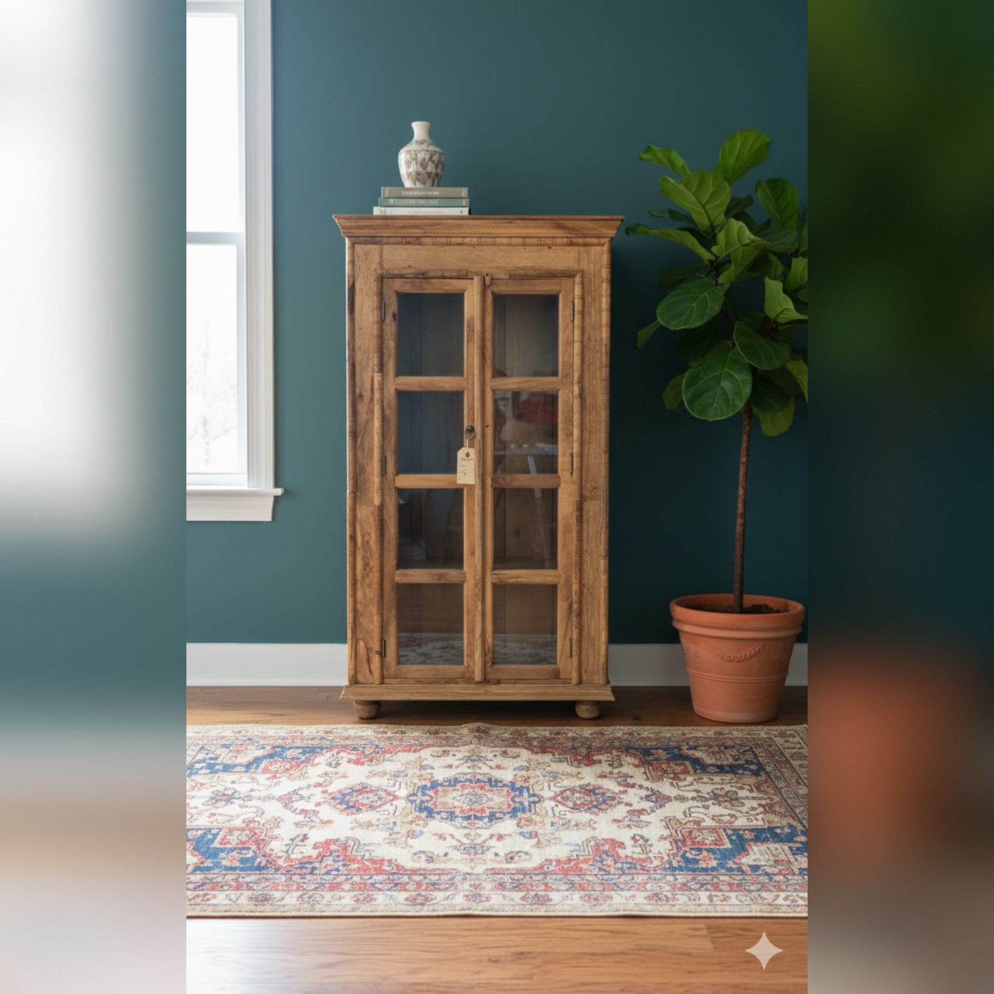 Mango Wood Glass Display Crockery