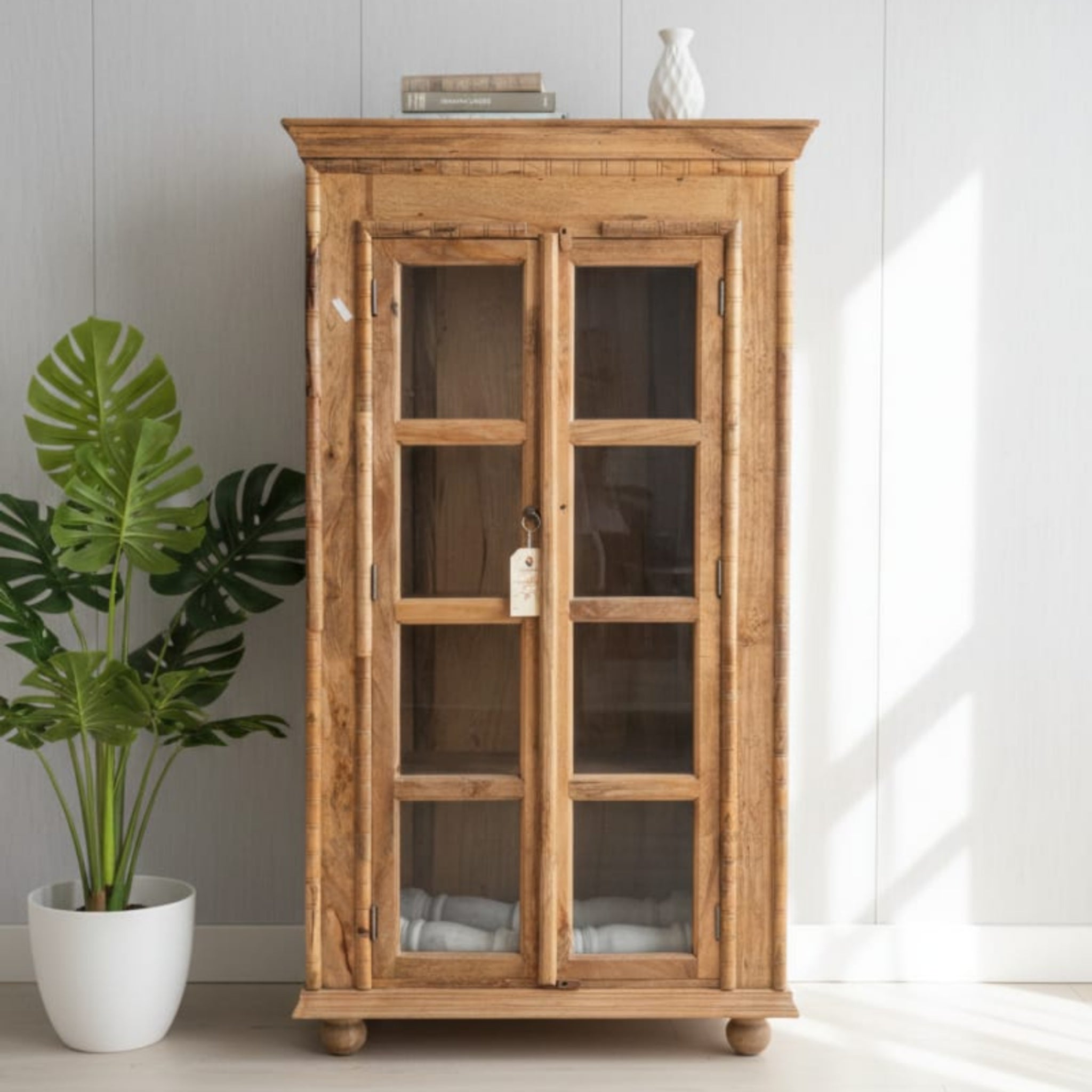 Mango Wood Glass Display Crockery