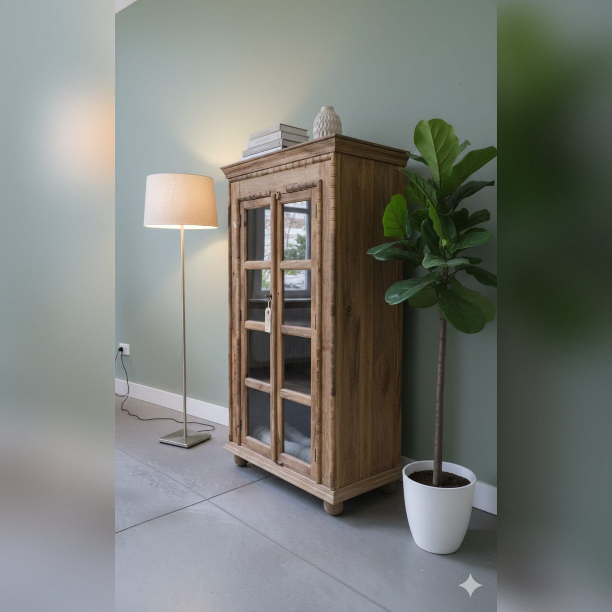 Mango Wood Glass Display Crockery