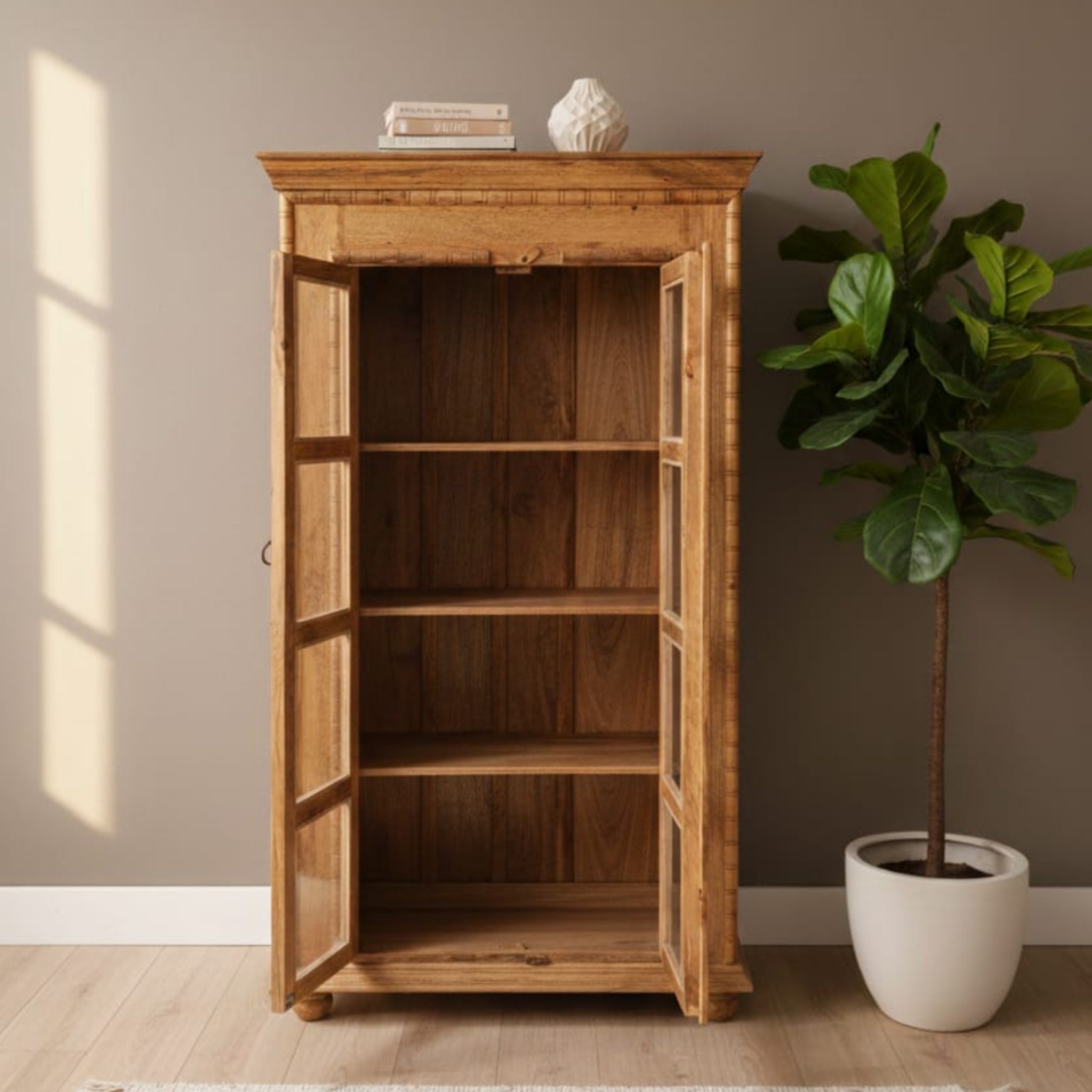 Mango Wood Glass Display Crockery